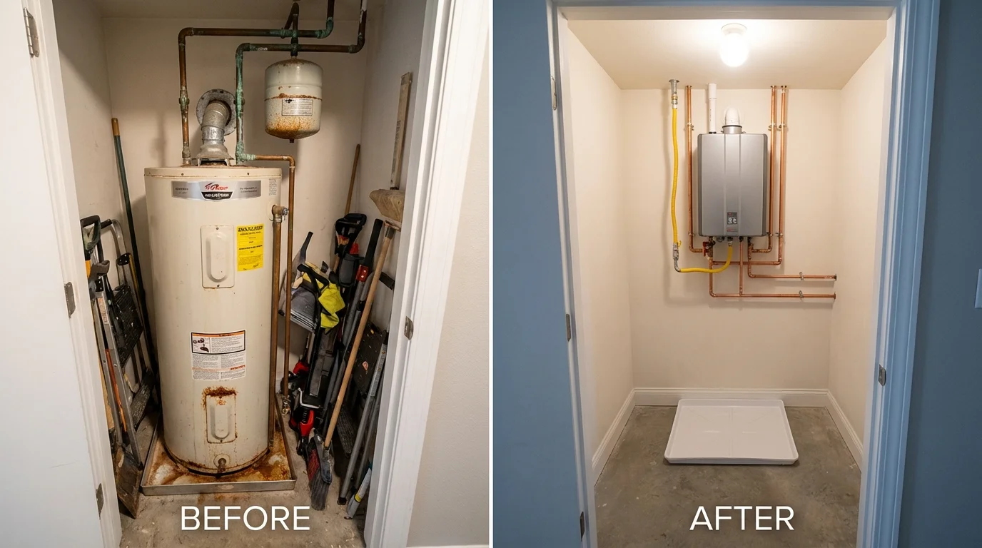 Tank water heater versus wall-mounted tankless unit comparison for Joseph City, AZ homeowners